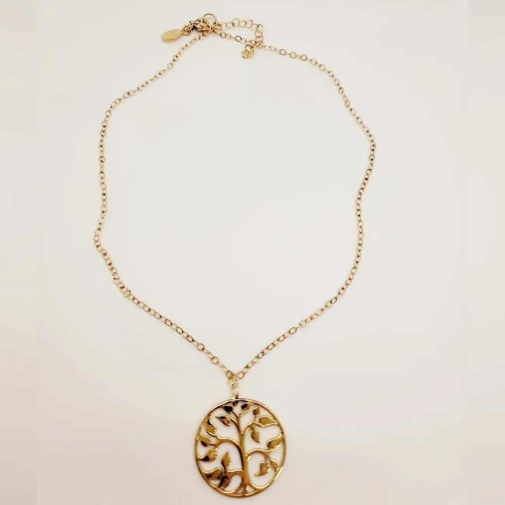 Athena design gold plated tree necklace
